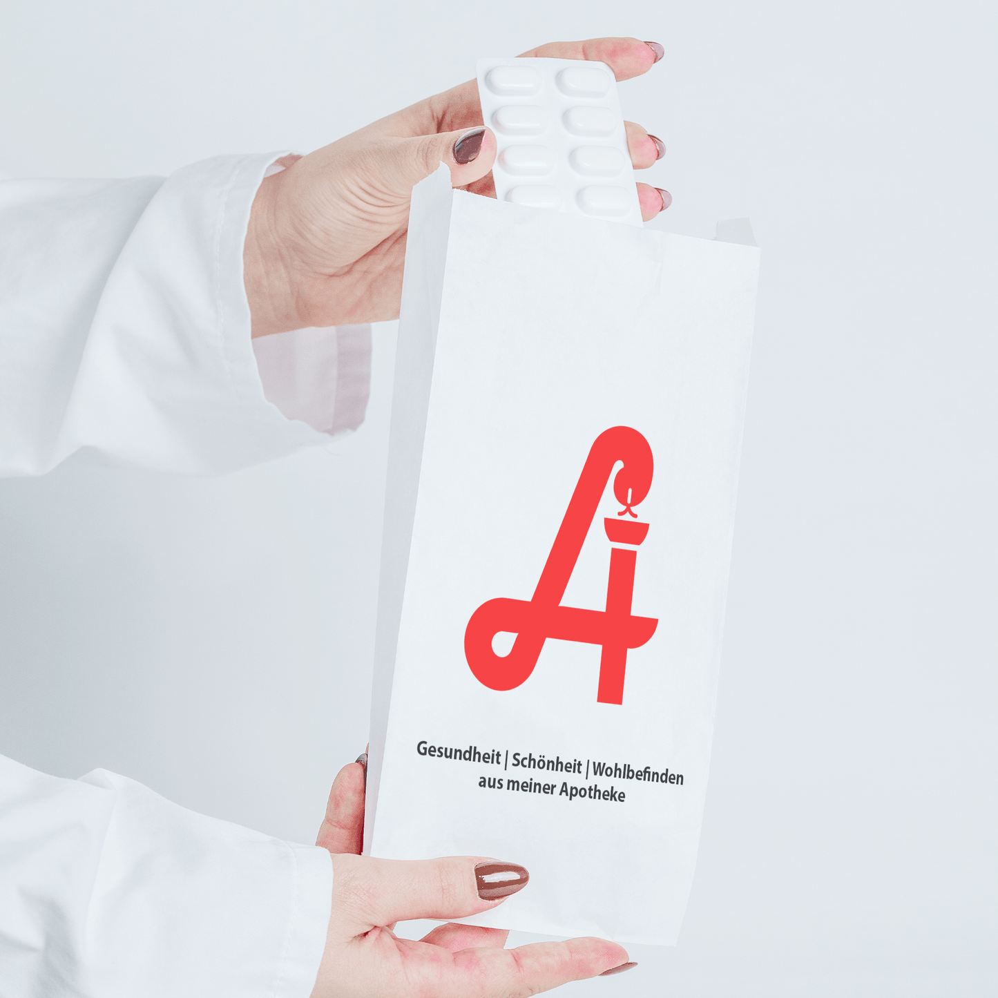 Papierbeutel mit Apotheken Logo 12x5x28