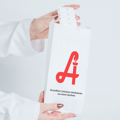 Papierbeutel mit Apotheken Logo 12x5x28
